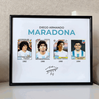 Cuadro Diego Maradona Colección Figuritas Mundiales 25x20 cm