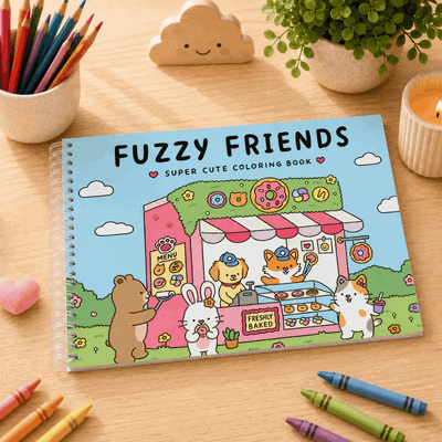 42 dibujos para colorear Fuzzy Friends - Escenas Relajantes y Adorables