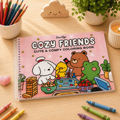 40 dibujos para colorear Cozy Friends - Escenas Relajantes y Adorables
