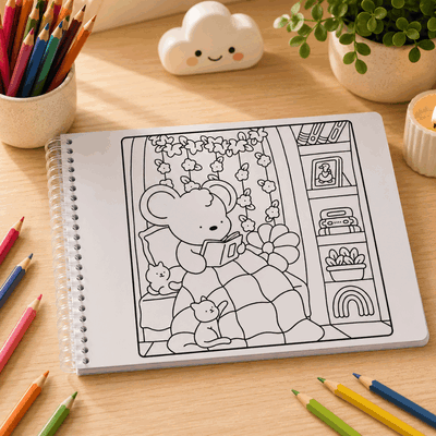40 dibujos para colorear Cozy Friends - Escenas Relajantes y Adorables