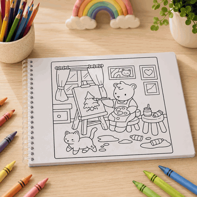 48 dibujos para colorear Cozy Life - Escenas Relajantes y Adorables