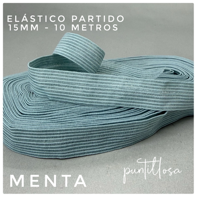 ELASTICO PARTIDO 15MM BRILLOSO MENTA PARA LENCERIA - 10 METROS