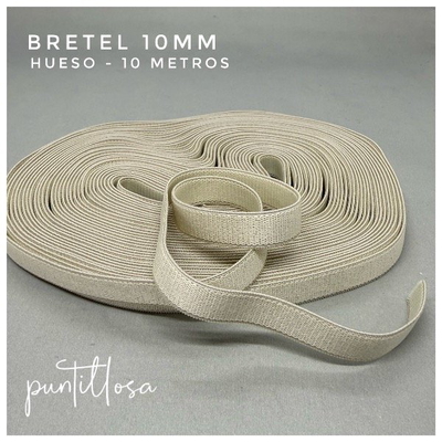 BRETEL 10MM PREMIUM RASADO HUESO PARA LENCERIA - 10 METROS