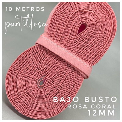 BAJO BUSTO 12MM ROSA CORAL para lenceria - 10 METROS
