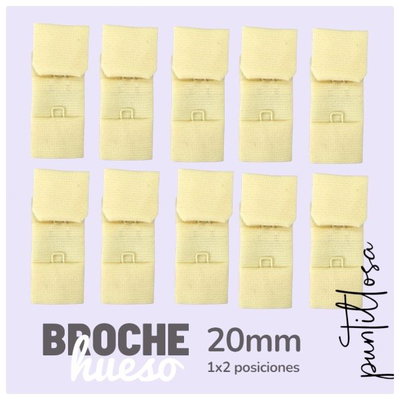 Broche de tela 1x2 posiciones HUESO - 10 pares