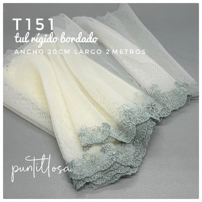 T151- Tul Rígido Bordado 2 metros