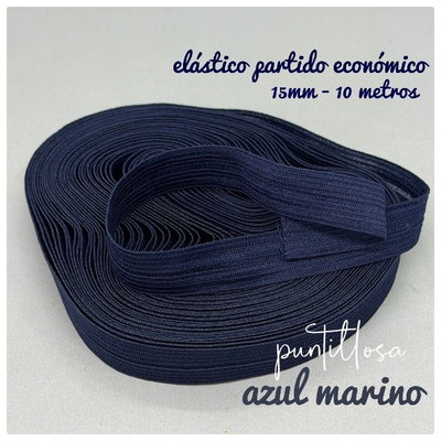ELASTICO PARTIDO 15MM ECONOMICO AZUL MARINO para lenceria - 10 METROS
