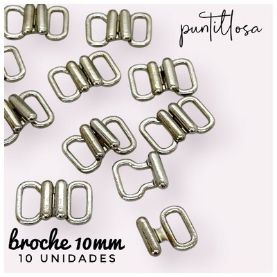 BROCHE DE ZAMAC NIQUEL 10MM - 10 PARES