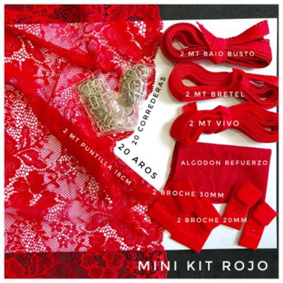 MINIKIT EMPRENDEDORA ROJO - Insumos de lenceria para tus Primeros Conjuntos