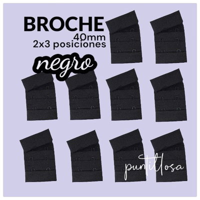 Broche 40mm NEGRO 3x2 POSICIONES 10 pares