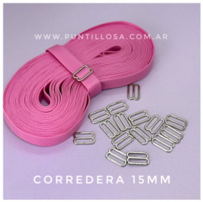 CORREDERAS 15MM ZAMAC NIQUEL PARA BRETEL DE CORPIÑO - 50 UNIDADES