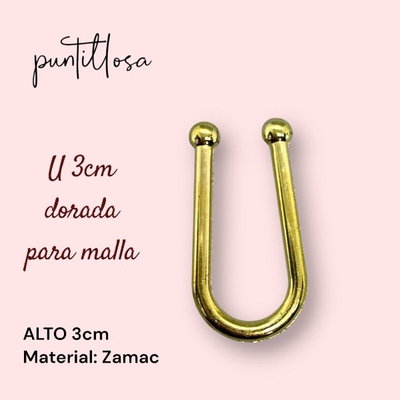 U 3CM NIQUEL DORADO PARA MALLA - 1 UNIDAD
