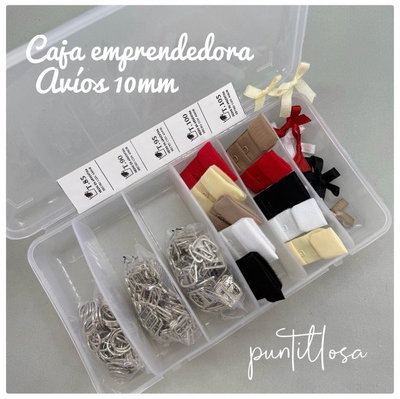 CAJA EMPRENDEDORA CON AVIOS 10MM Y COLORES BASICOS