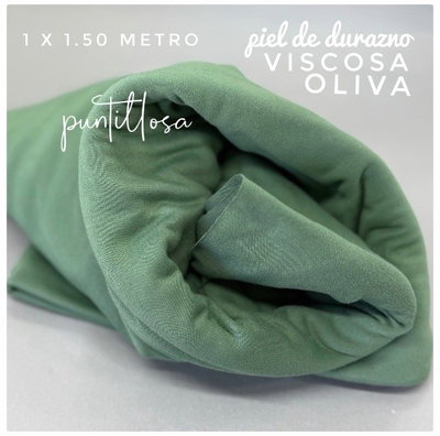 Viscosa Piel de durazno OLIVA - 1x1.50 metros