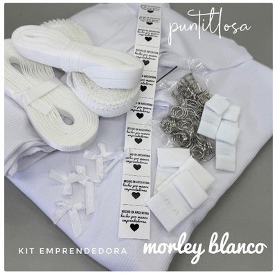 KIT EMPRENDEDORA MORLEY BLANCO - Insumos de lenceria para tus Primeros Conjuntos
