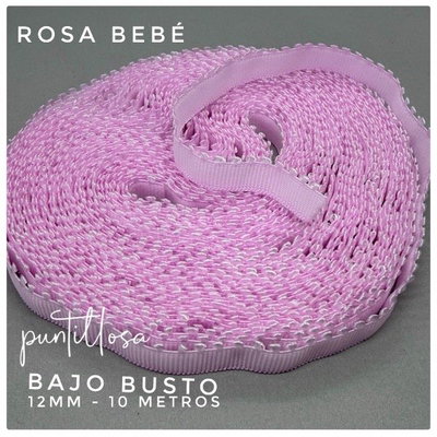 BAJO BUSTO 12MM ROSA BEBE para lenceria - 10 METROS