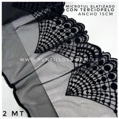 Microtul Elastizado con terciopelo 15cm ancho. 2 metros