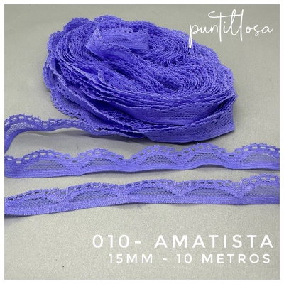 010 - PUNTILLA ELASTIZADA ANGOSTA 1.5CM AMATISTA para lenceria - 10 METROS