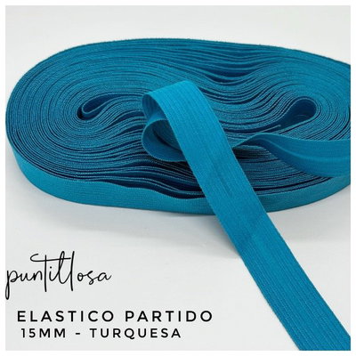 ELASTICO PARTIDO 15MM IMPORTADO TURQUESA para lenceria - 10 METROS
