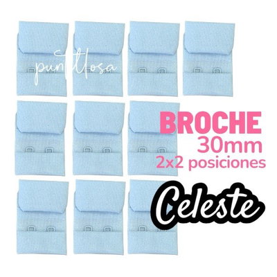 Broche de tela Pack 10 pares - CELESTE