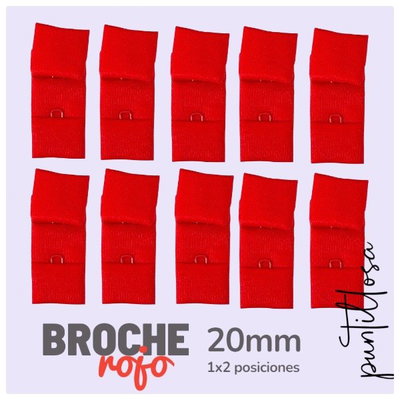 Broche de tela 1x2 posiciones ROJO - 10 pares
