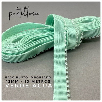 BAJO BUSTO 13MM VERDE AGUA para lenceria - 10 METROS