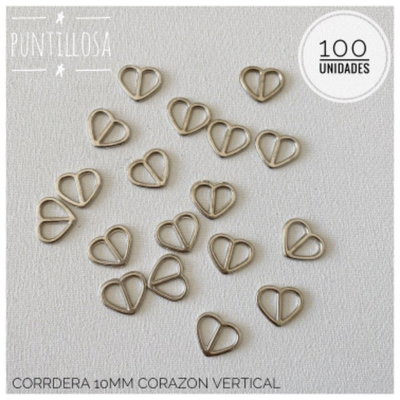 CORREDERA CORAZON VERTICAL 10MM ZAMAC NIQUEL PARA REGULAR BOMBACHAS - 100 UN.