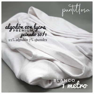 Algodón con lycra BLANCO - 1 metro