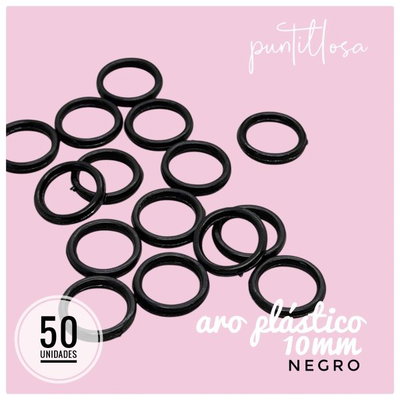 ARO 10MM NYLON NEGRO PARA BRETEL DE CORPIÑO - 50 UNIDADES