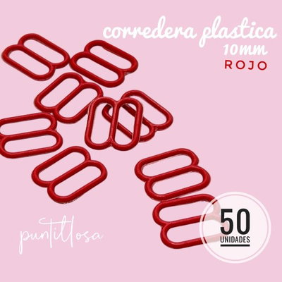 CORREDERA 10MM NYLON ROJO PARA BRETEL DE CORPIÑO - 50 UNIDADES