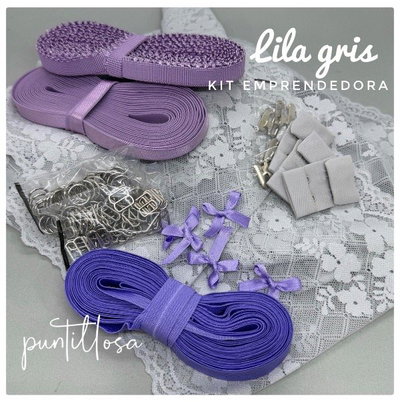 KIT EMPRENDEDORA LILA GRIS - Insumos de lenceria para tus Primeros Conjuntos