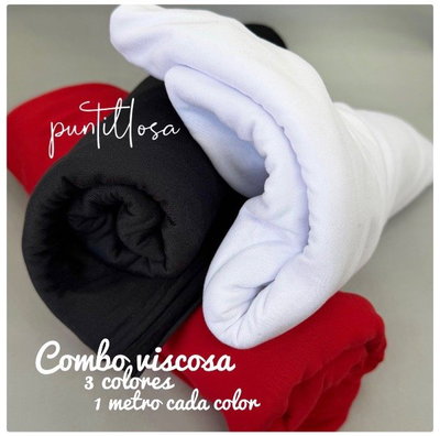 Combo viscosa Clásico- Blanco Negro Rojo