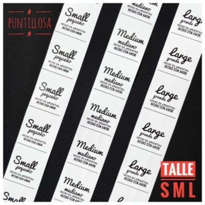 ETIQUETA TALLE S/M/L - 10 UNIDADES