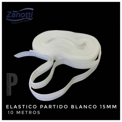 ELASTICO PARTIDO 15MM ZANOTTI PAMPA BLANCO para lenceria - 10 METROS