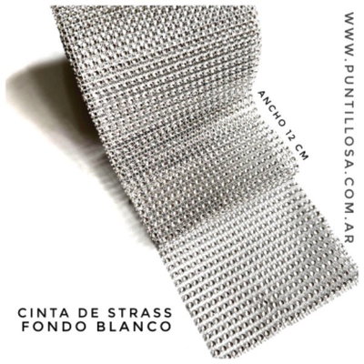 Cinta de strass fondo Blanco - 1 metro
