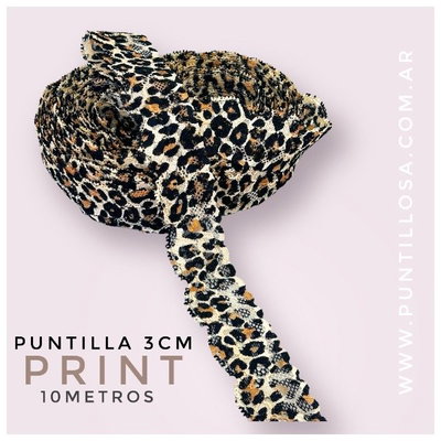 8057 - PUNTILLA ELASTIZADA ANGOSTA 3CM PRINT para lenceria - 10 METROS