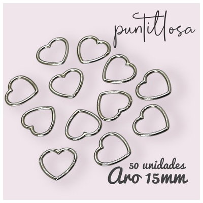 ARO 15MM CORAZON ZAMAC NIQUEL - 50 UNIDADES