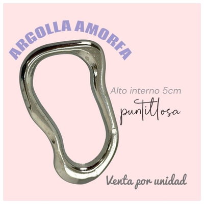 ARGOLLA AMORFA 5CM ZAMAC NIQUEL PARA MALLA - 1 UNIDAD