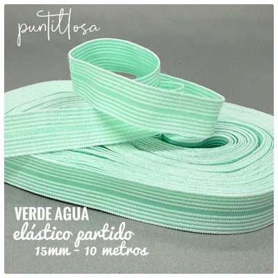 ELASTICO PARTIDO 15MM NACIONAL VERDE AGUA para lenceria - 10 METROS