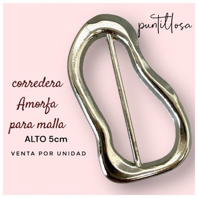 CORREDERA AMORFA 5CM ZAMAC NIQUEL PARA MALLA - 1 UNIDAD