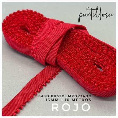 BAJO BUSTO 13MM ROJO para lenceria - 10 METROS