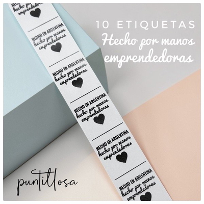 ETIQUETA HECHO POR MANOS EMPRENDEDORAS - 10 UNIDADES