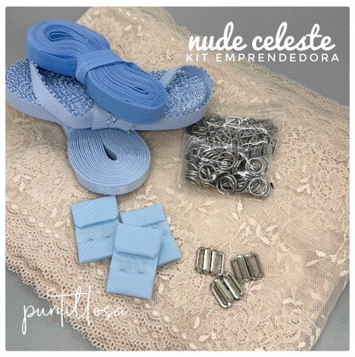 KIT EMPRENDEDORA NUDE CELESTE - Insumos de lenceria para tus Primeros Conjuntos