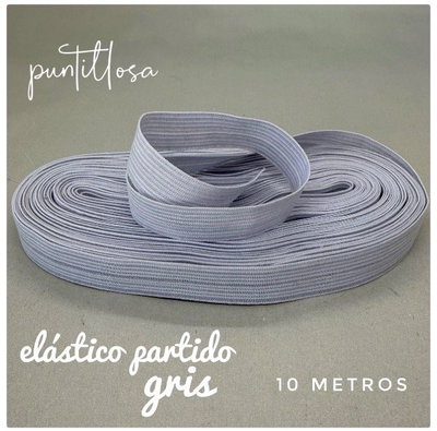 ELASTICO PARTIDO 15MM NACIONAL GRIS para lenceria - 10 METROS