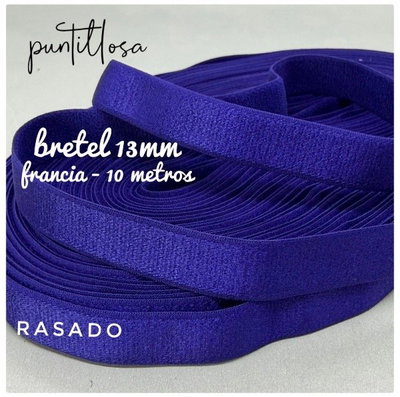 BRETEL 13MM AZUL FRANCIA RASADO CON BORDE para lenceria - 10 METROS