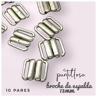 BROCHE DE ESPALDA 13MM ZAMAC NIQUEL - 10 PARES