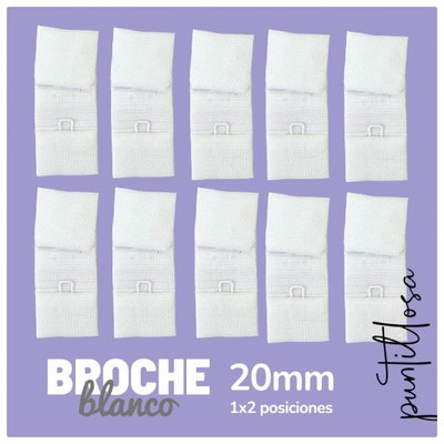 Broche de tela 1x2 posiciones BLANCO - 10 pares