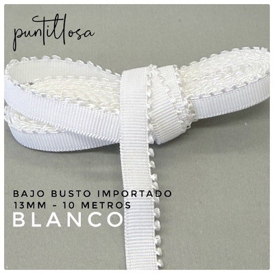 BAJO BUSTO 13MM BLANCO para lenceria - 10 METROS
