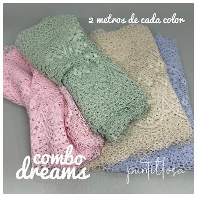 COMBO DE PUNTILLA ELASTIZADA DREAMS - 2 METROS DE CADA COLOR