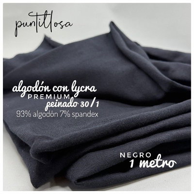 Algodón con Lycra NEGRO - 1 metro